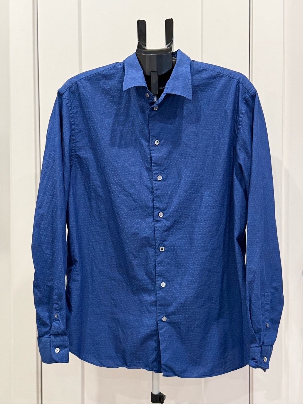 Emporio Armani | Royal Blue with Fine Cyan Dots |Y2K Dress Shirt | Sz XXL $250